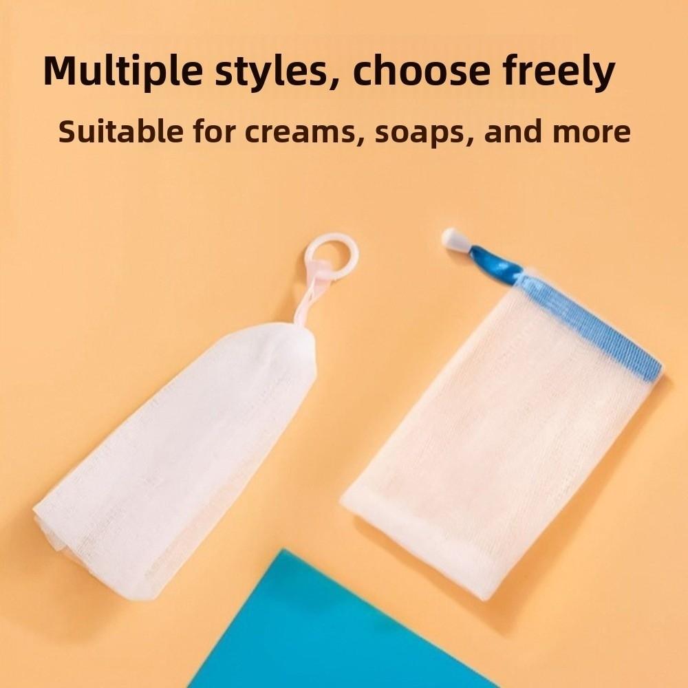 50Pcs Hangable Soap Foaming Nets with Drawstring Portable Bath Foaming Mesh Bags Double Layer Reusable Soap Bubble Bags