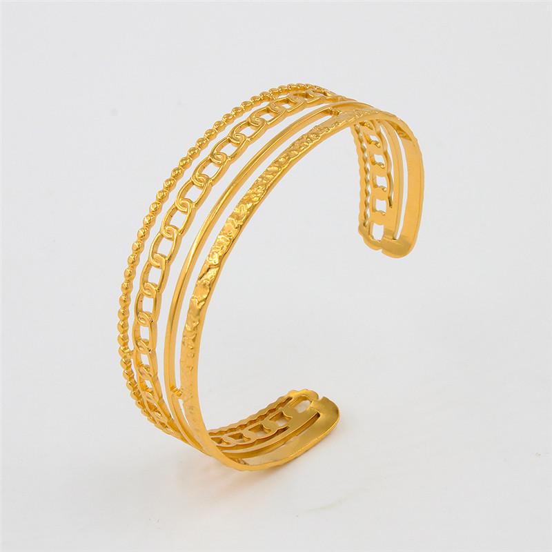Stainless Steel Wheat Shaped Bracelet Geometric Hollow Open Bangle for Women Anniversary Gift Couples Adjustable Jewelry