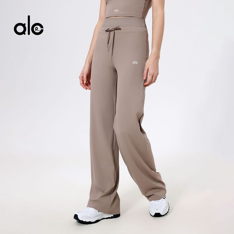 Aloneadv High Waist Belly Contracting Yoga Pants Women's Quick-Drying Running Thin Nude Feel Fitness Sports Loose Straight-Leg Pants