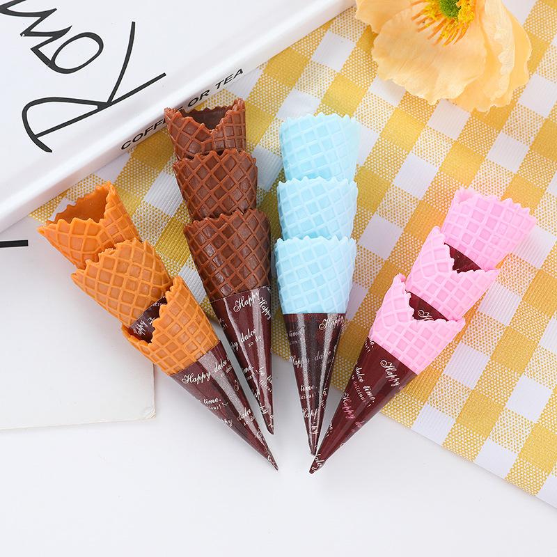 Dollhouse Miniature Simulation Ice Cream Model Fake Crispy Cone Dolls House Creative DIY Play Food Accessories Toys 5pc/lot