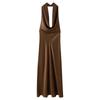 2025 Spring/Summer Women's Backless Halter Cowl Neck Silk Satin Midi Dress