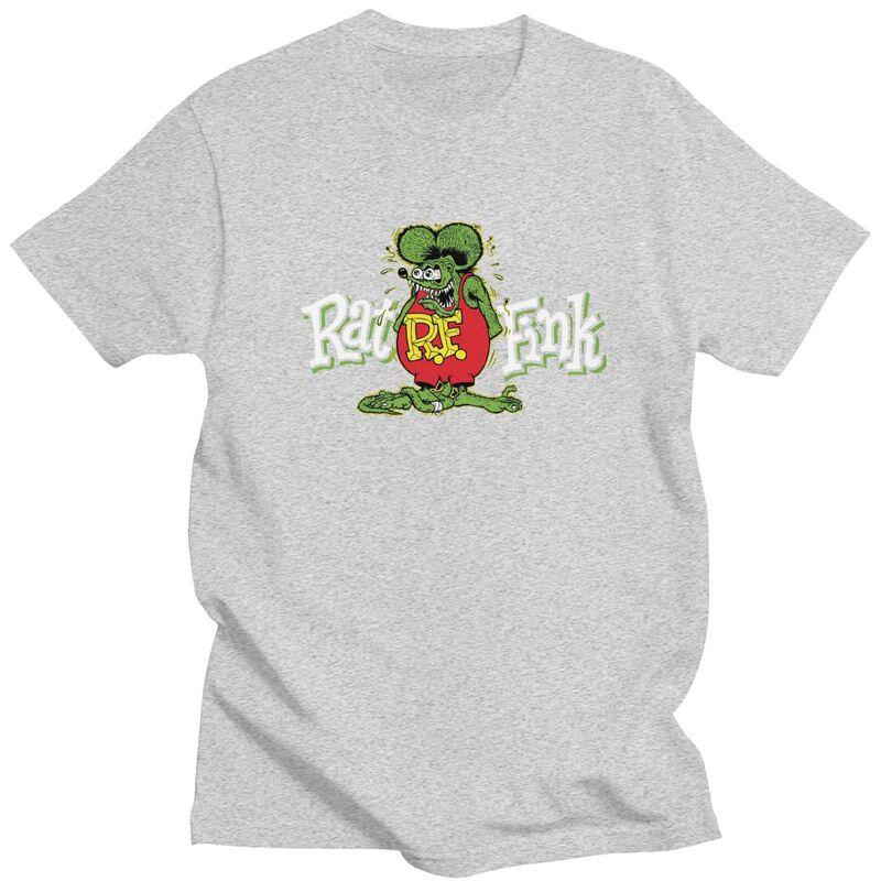 Custom Anime Cartoon Rat Fink T Shirts for Men Pure Cotton Tees Tshirts Short Sleeve Casual Tshirt