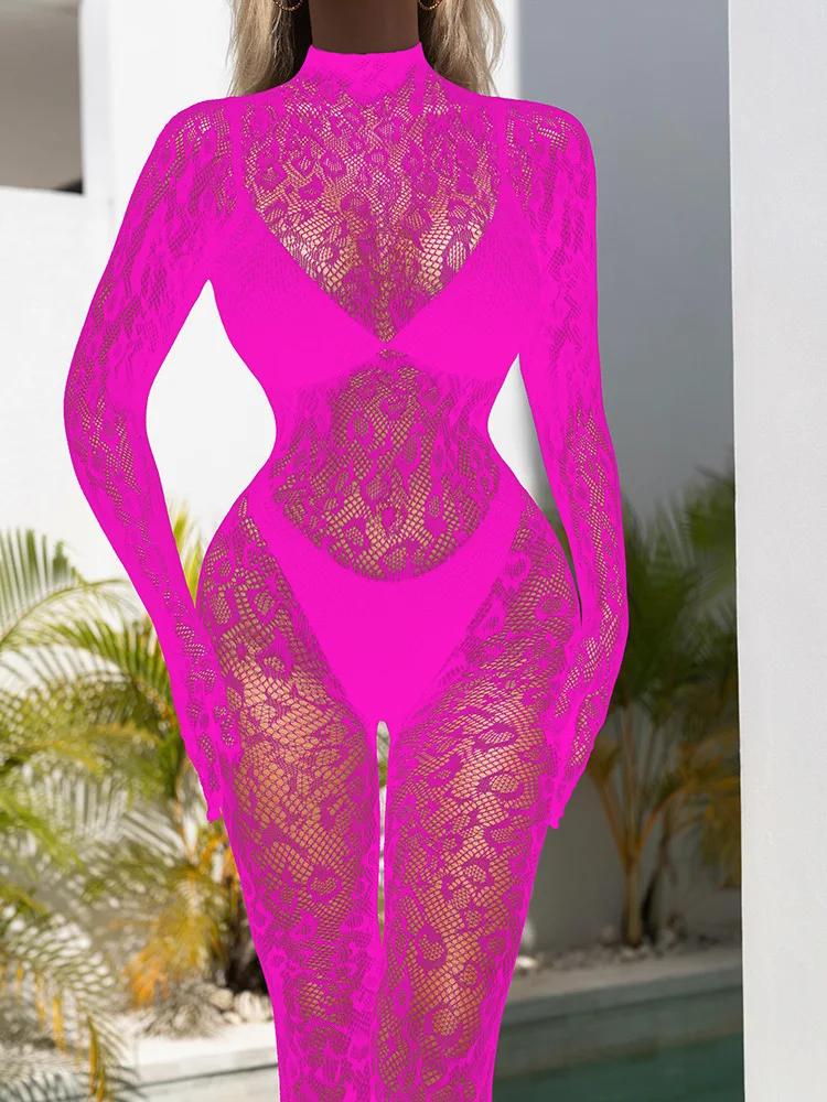 Sexy Lingerie Leopard Mesh Bodystockings Fishnet Jumpsuit Hollow See Through Tight Erotic Pajamas Elastic Night Club Underwear