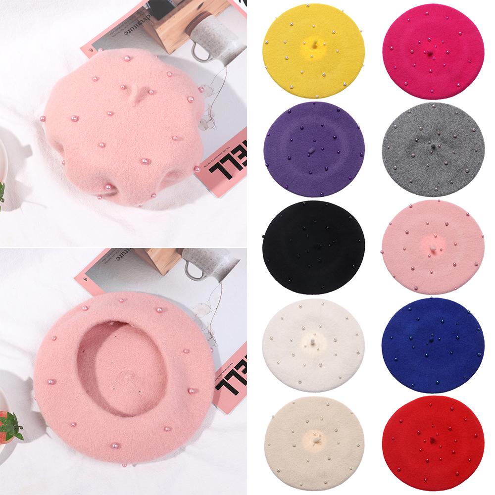 Beretă Elegantă Caldă Perlată Pălării Fete Șepci Copii