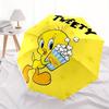 1PC Looney Tunes Tweety Popcorn Automatic Open/Close Umbrella - Compact Travel Umbrella, 8-Rib Heavy-Duty Construction, Ideal Gift a0828179