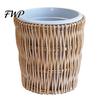 Balcony Desktop Plant Organizer Boho Wicker Planter, Handwoven Flower Pot with Waterproof Lining, Basket Planter Rustic Storage for Indoor Plants