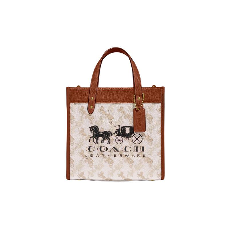 

COACH handbag Field 22 Classic Carriage Print Signature Pendant Coated Canvas and Leather Tote Bag Tote Bag Shopping Bag Shoulder Crossbody Small білий