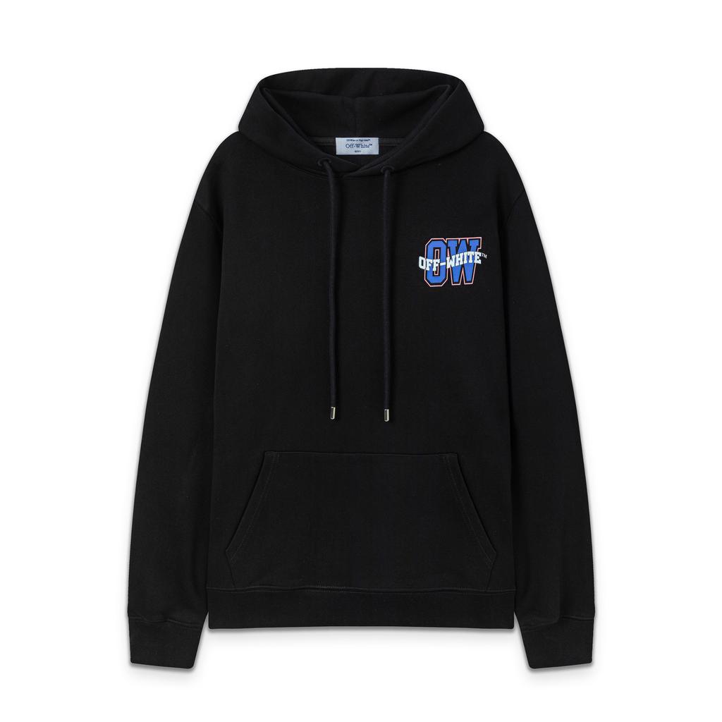 9095 Off-White 2025 Autumn and Winter New OW Blue Letter Arrow Pattern Men's and Women's Hooded Sweatshirt