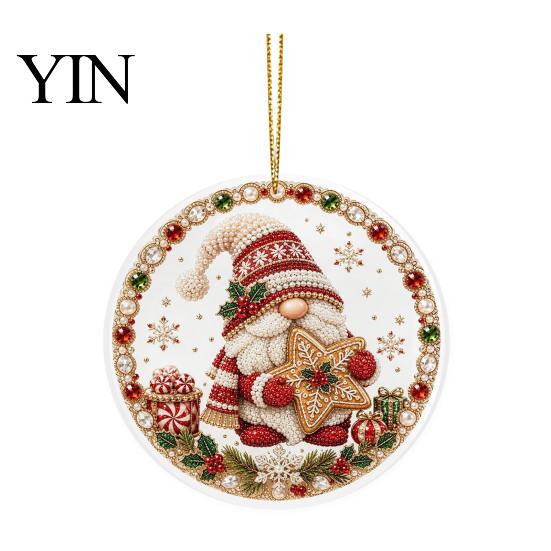 Office Holiday Decorations Christmas Acrylic Hanging Ornament, 2D Flat Double Side Printed Home Decor Santa Snowman Pendant for Tree Window, Festive