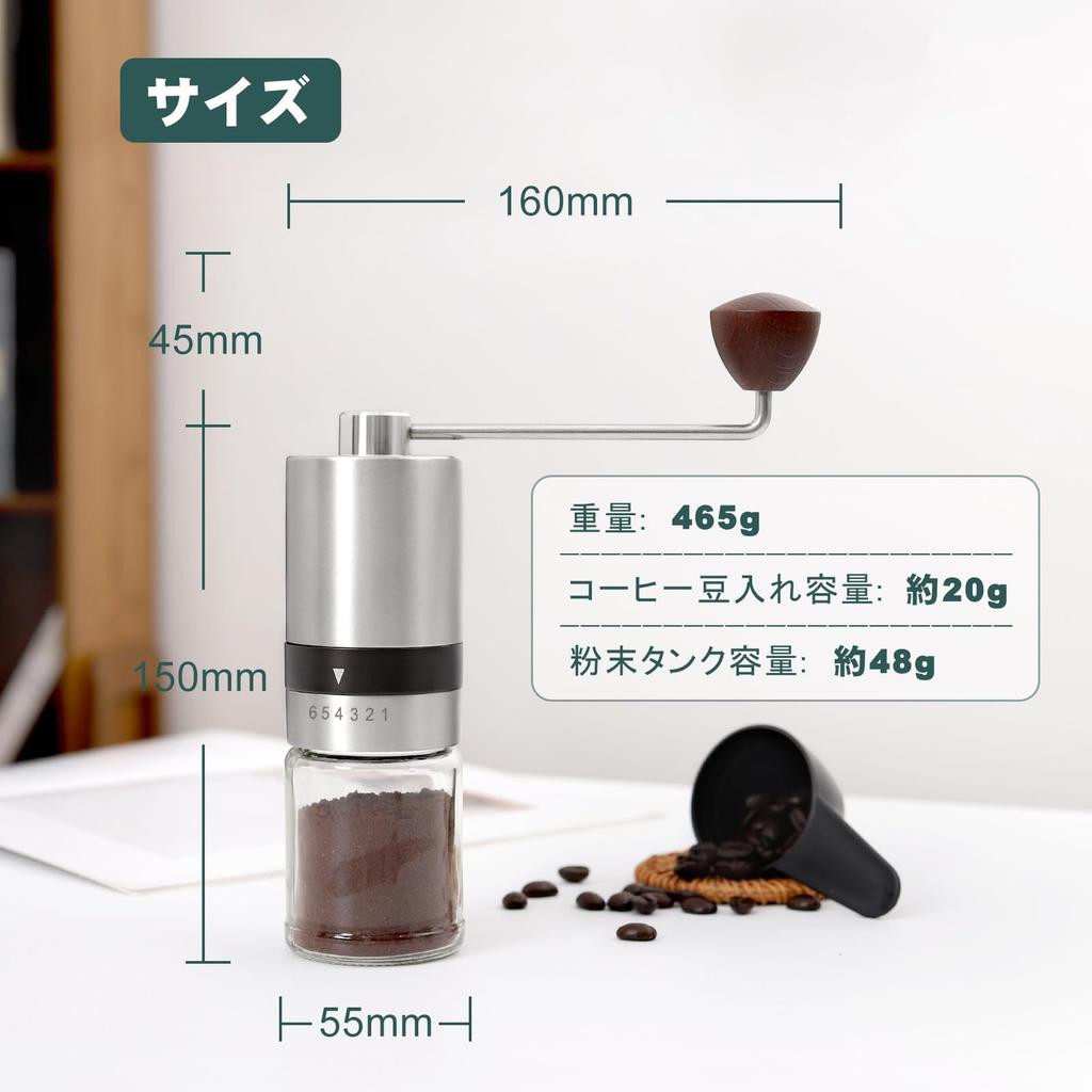 VKCHEF Coffee Hand Grinding Coffee Coffee Stainless Steel Coffee Adjustable Coffee Camping 6 Degree Coffee Bean Coffee Home Outdoor Storage Easy To