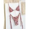 Open Back Printed Lace Up Swimsuit Set Backless Print String Bikini Set