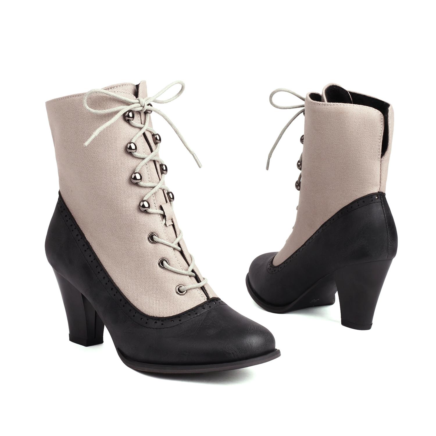 

95/Женские короткие ботильоны на высоком каблуке осень-зима новые на толстом каблуке большого размера в стиле пэчворк повседневные универсальные короткие ботильоны 34 чёрный