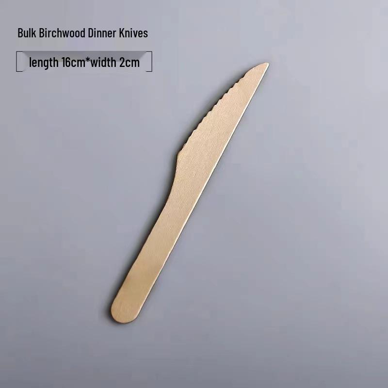 

Разлагаемый набор столовых приборов из березовой древесины: Одноразовые нож, вилка и ложка для западной кухни