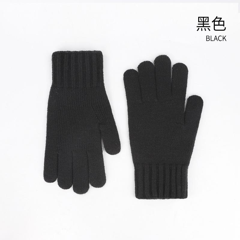 Camel wool gloves winter cold warm simple fashion wool gloves solid color five finger outdoor knitted gloves