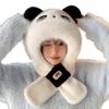 Cartoon Capybara Hat Scarf Set 3 in 1 Cartoon Plush Hat Fashion Scarf Hat Glove for Women  Girls