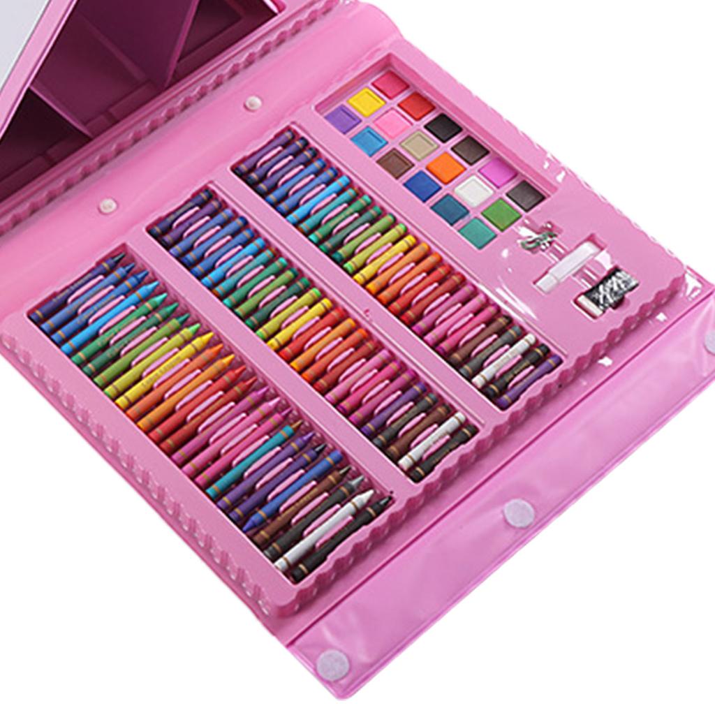 208Pcs Kids Drawing Kit Cartoon Design Assorted Bright Colors Multi Purpose Colored Crayons for