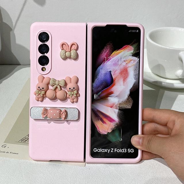 

Складной чехол для телефона с мультяшным рисунком для Samsung Galaxy Z Fold 4 5g с держателем, противоударный складной чехол на 180 градусов, защитный чехол для ПК Samsung Fold 4