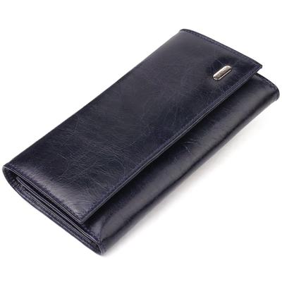 Portfel damski z kieszonką na monety wykonany ze skóry naturalnej CANPELLINI Wallet 21533 Niebieski