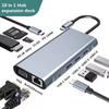 12-in-1 USB-C Universal Laptop Dock Triple Video Output MST Hub with Dual 4K HDMI VGA RJ45 Ethernet 100W Power Delivery Adapter