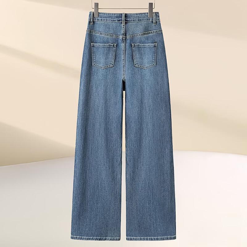 Tachi Women's Embossed Rhinestone Bowknot High-Waist Straight Leg Jeans