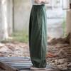 Johnature Women Vintage Harem Pants Summer Chinese Style Solid Color Trousers Elastic Waist Long Pants