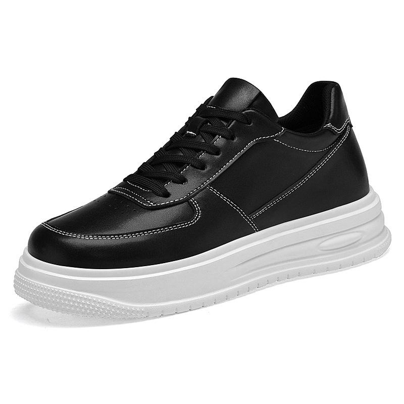 Invisible 8CM Height Boost White Casual Men s Cowhide Shoes - Autumn Fashion with Thick Sole 37