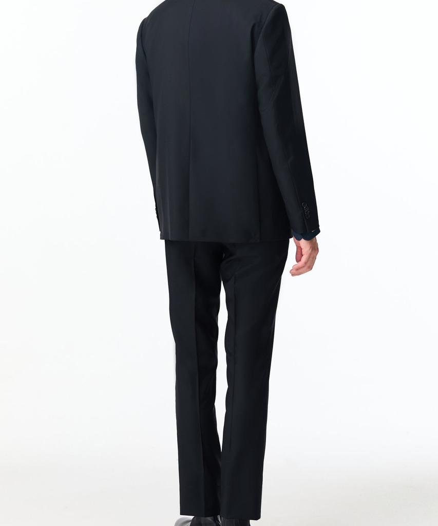 Man On The Boon Notched Lapel Basic Suit Jacket_Black 4714351007