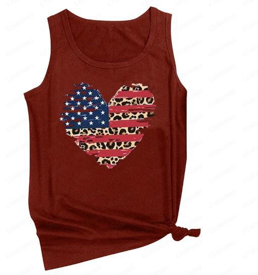Amazon Wish Clothing Women's Vest Independent Station Summer Fashion American Flag Independence Day Collection