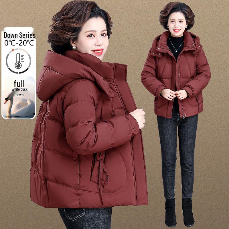 Woodpecker Women s Thickened Down Jacket - 2025 Winter Short Style for Middle-Aged and Elderly 4XL