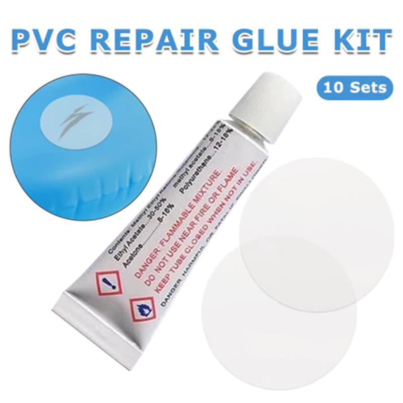 10 Set Inflatable Repair Kit Pvc Patches Glue Air Mattress Inflating Air Bed Boat Sofa Repair Kit