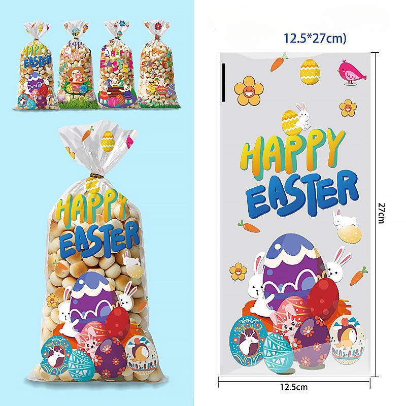 Four In One, Easter, OPP,Flat Pocket, Rabbit Easter Egg Pattern, Candy Gift Packaging Bag, Universal Holiday