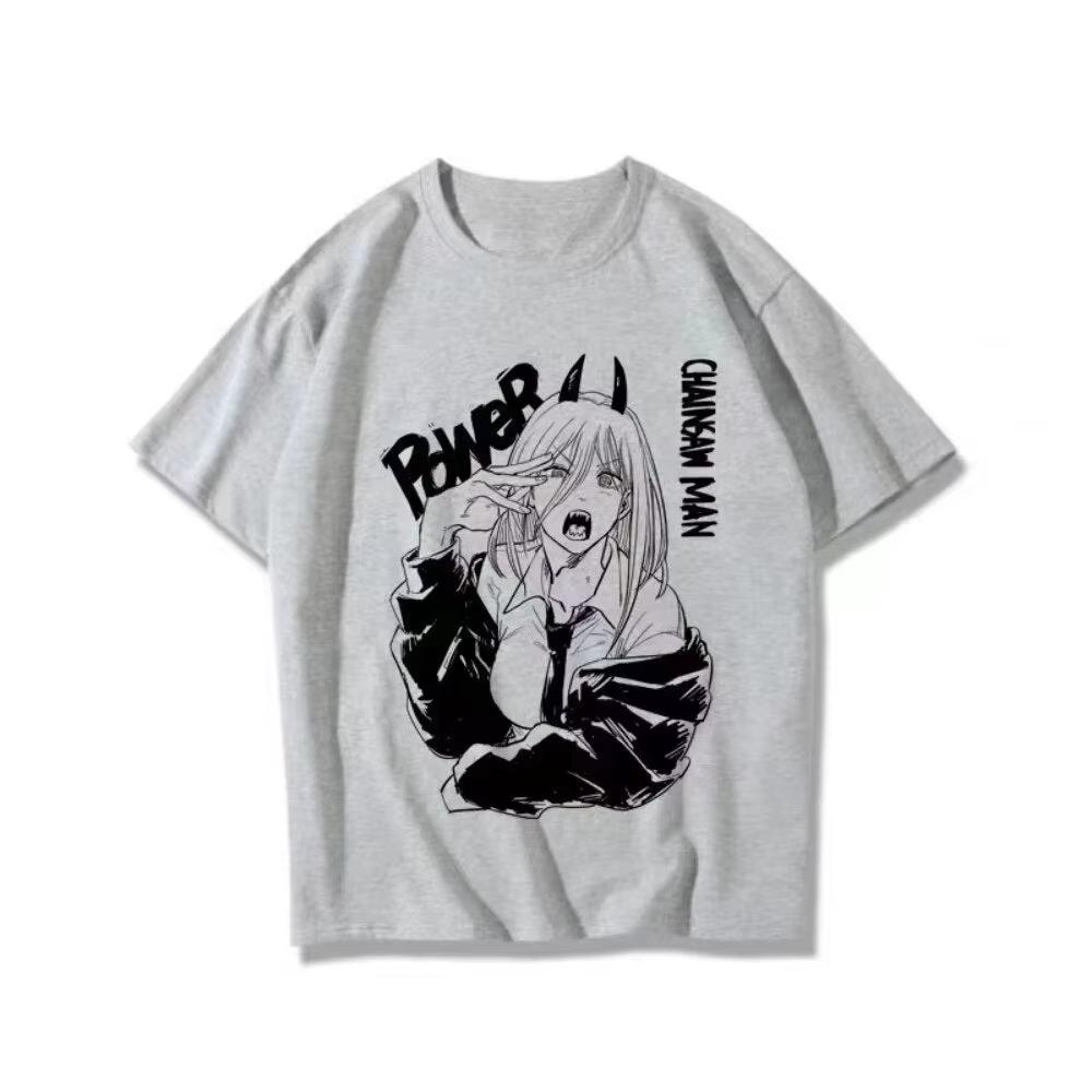 

2026 New Chainsaw Unisex Power Anime Printed Short Sleeve Tshirt Unisexs and Womens Tshirt Unisexs Top Sports Tshirt Harajuku Tee 3XL