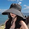 UPF50+ Womens Sun Hat Summer Ponytail Opening Wide Brim Foldable Travel Beach Fishermans Hat for Outdoor Activities