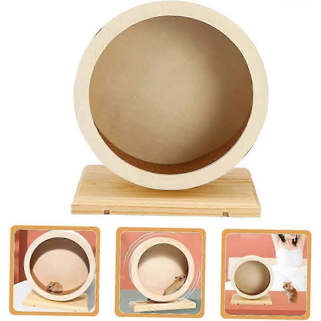 Small Animal Wooden Hamster Wheel for Rats and Guinea Pigs, Medium Size Pet Exercise Toy, Safe and Durable Design 25-26s