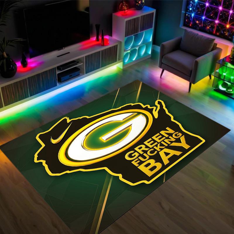 Tappeto in Velluto Cristallo Design Green Bay Packers Accogliente Non?Tappeto Stampato Antiscivolo per Camera da Letto Soggiorno Ingresso