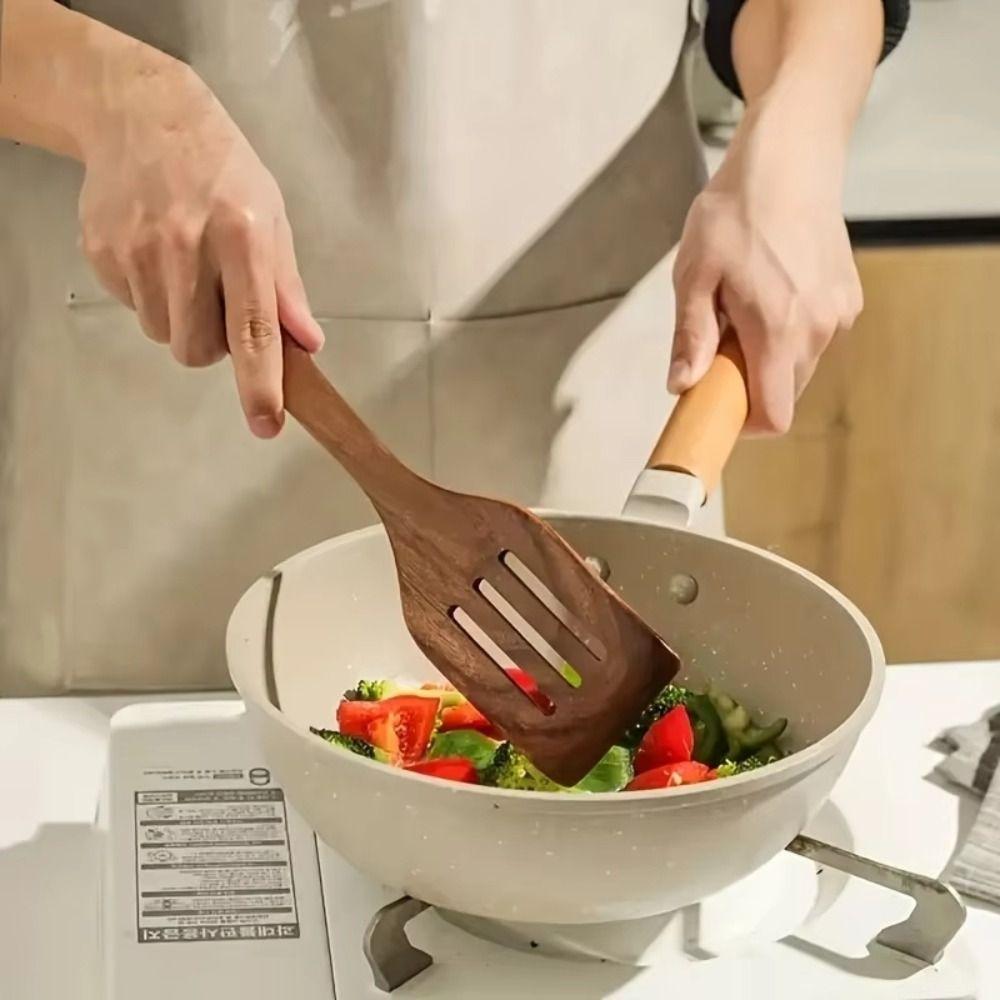 Teak Wood Wooden Spatula Non-Stick Wooden Ladle Skimmer Kitchen Utensils Tools Sourdough Starter