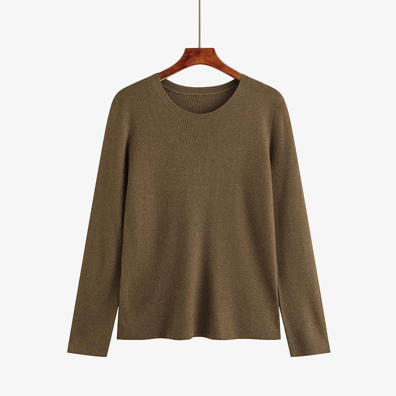 

Женский свитер с круглым вырезом и длинными рукавами больших размеров на осень XXXL кофейный