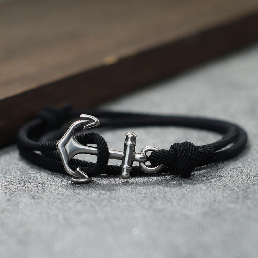 Marine Style Men Anchor Bracelet Handmade  Adjustable Nautical Wrap Braslet Unfading 3mm Thin String Braclet Homme Pulseria