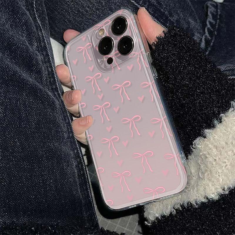 Case for iPhone 15 Fashionable Butterfly Bow Print Phone Cases for iPhone 16 14 13 12 11 Pro Max X XR XS 7 8 Plus SE2 16E Cover
