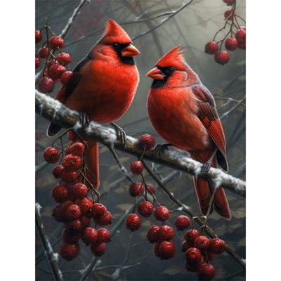 5d DIY Diamond Painting Cross Stitch Animal Cardinals Red Fruit Diamond Embroidery Mosaic Home Decor Crafts