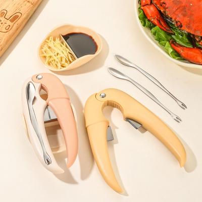 4 Stück/Set Müheloser Krabbenschäler Professionell mit Ablage Lobster Claws Picking Fork Set Edelstahl Krabbenknacker Set