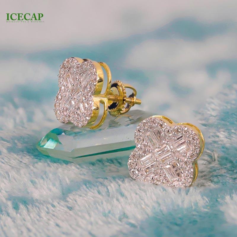 Icecap Luxury Women's 925 Silver Wedding & Engagement Earrings Custom VVS Moissanite Diamond Classic Fashion