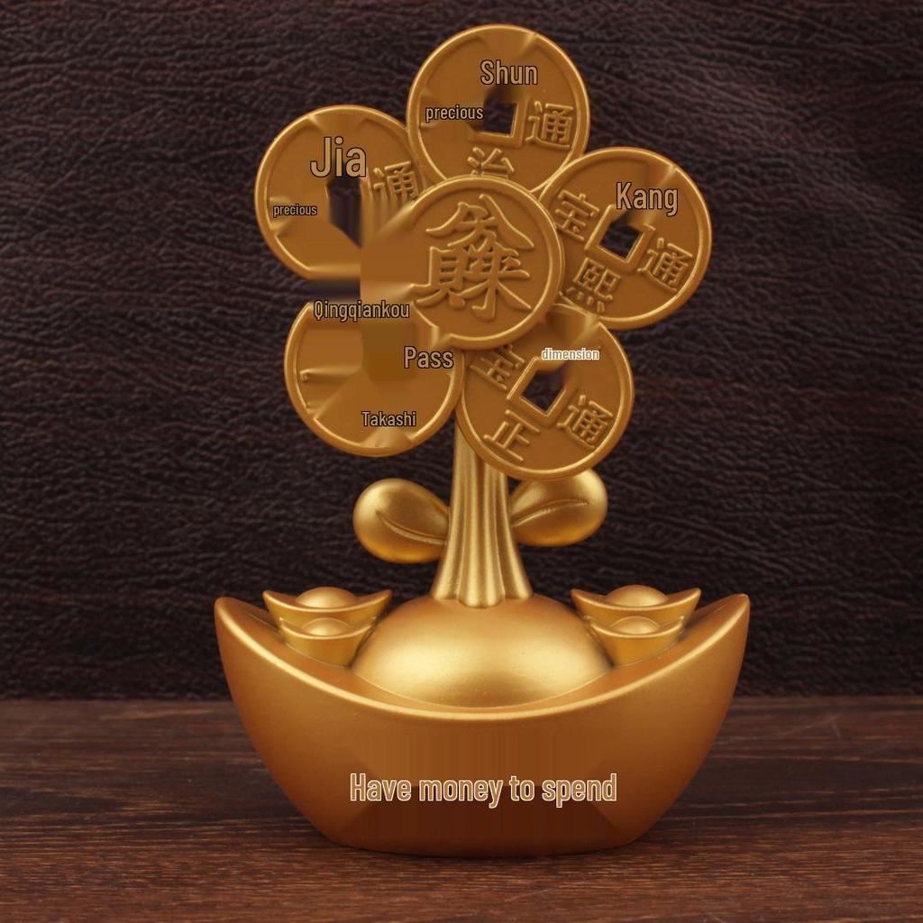 Golden Alloy Rotating Windmill Treasure Bowl: Creative Metal Wealth Ornament