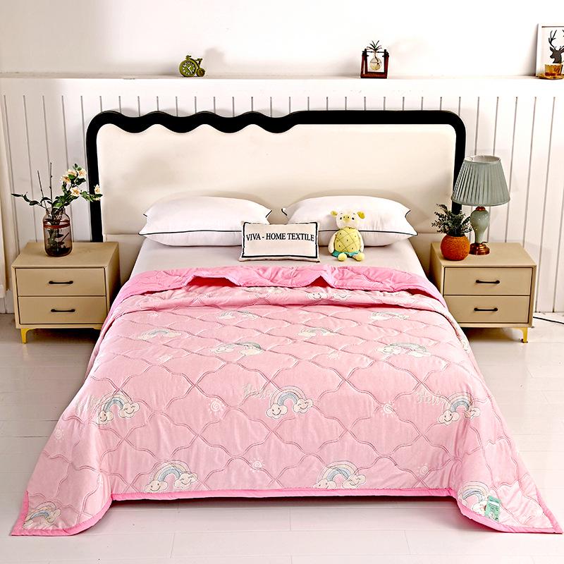 Summer Cool Gift Quilt Set: Washable Cotton Comforter & Thin Quilt