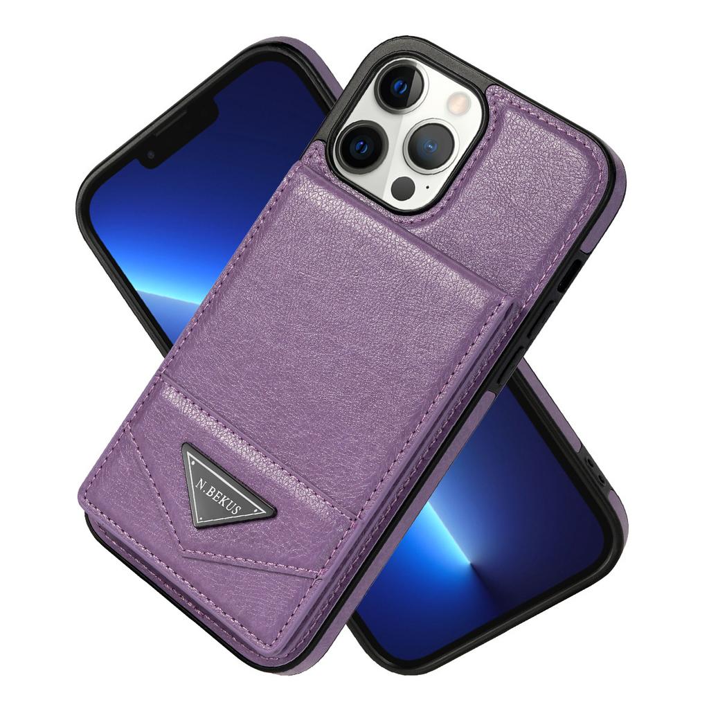 Suitable For 15+14+13 Anti Drop Card Holder Phone Case 12promax Solid Color Flip Up And Down Protective Cover