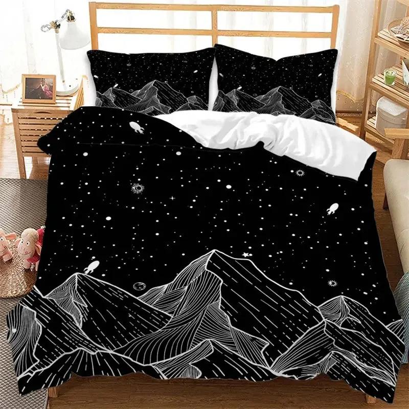 Sun and Moon King Duvet Cover Bohemian Style Celestial Bedding Set Microfiber Galaxy Stars Comforter Cover For Kids Girls Teens