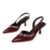 New High-end Full Diamond Banquet Shoes, High-heeled Sandals, Women's Thin Heels, Pointed Toes, and Thin Single Shoes.