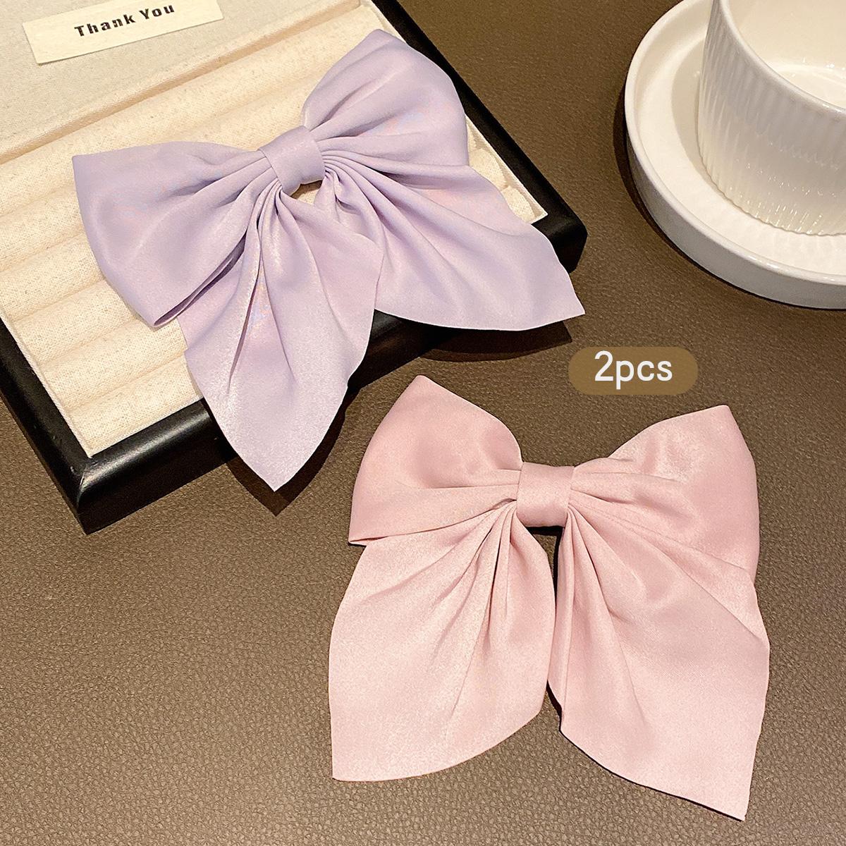 

2 pink purple bow hair clips suitable for daily hair accessories