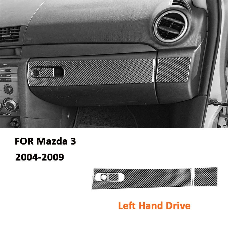 For Mazda 3 2004-2009 Accessories Carbon Fiber Car Co-Pilot Storage Box Panel Key Lock Handle Trim Strips Decoration Sticker