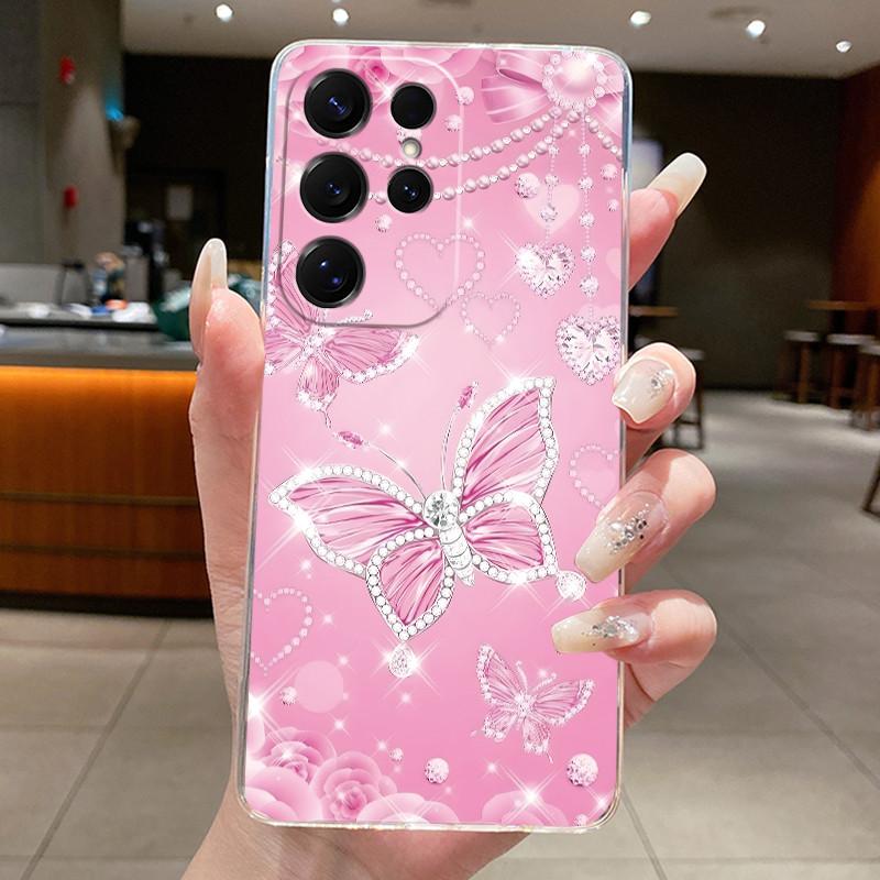 Bag Clear Case For New Hot Samsung Galaxy S26 Ultra S26 edge S 26 Plus Cover Luxury Pretty Butterfly Flower Soft TPU Phone Cases